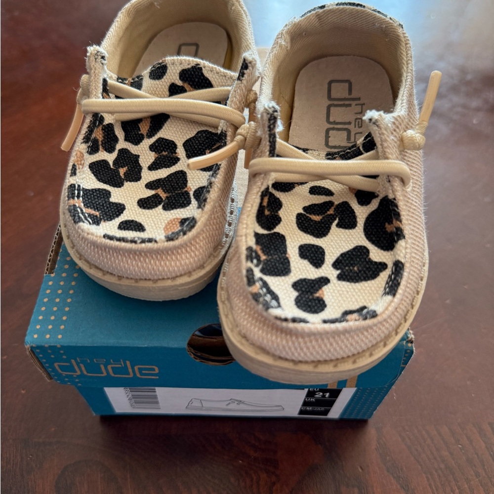 Hey Dude Kids Moccasins with Leopard Pattern